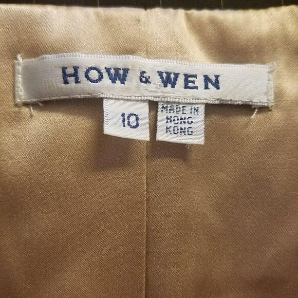 How Wen 10 Black Pinstripe 3 Button Fitted Blazer Jacket Lace Trim - Picture 10 of 10